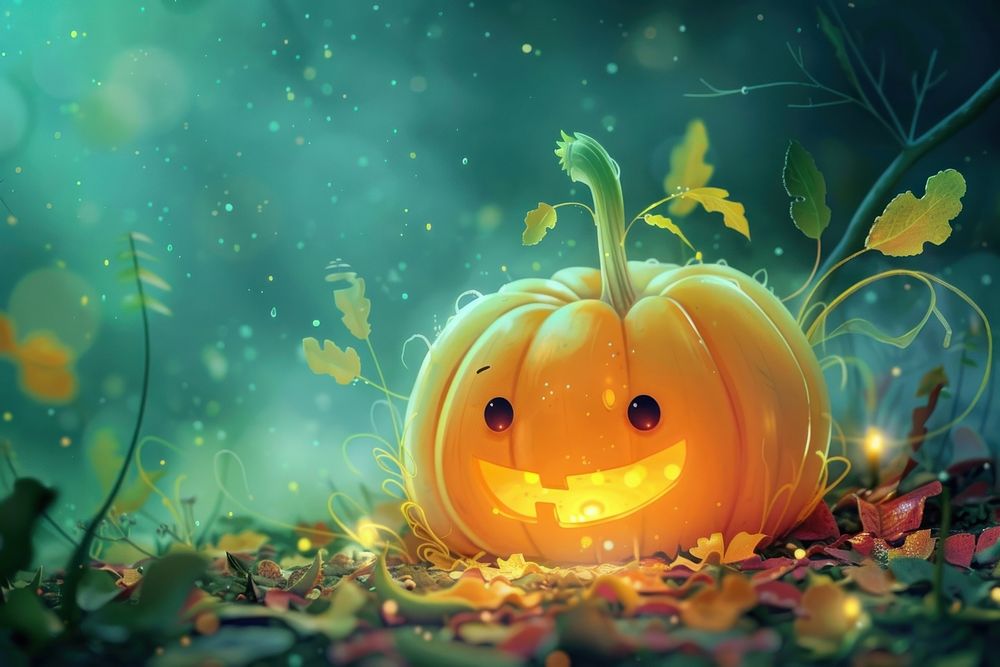 Cute pumpkin background wallpaper halloween anthropomorphic jack-o'-lantern.