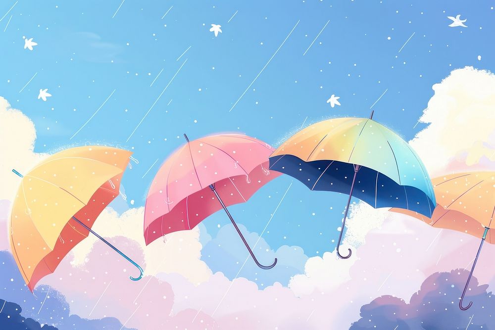 Cute umbrella illustration wallpaper outdoors nature backgrounds.