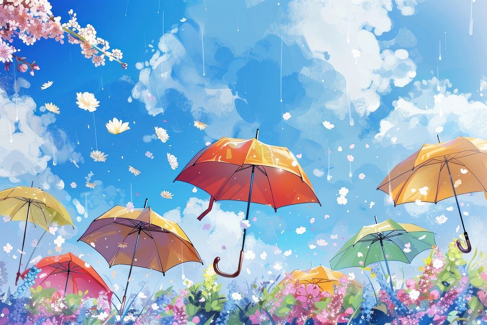 Cute umbrella wallpaper outdoors nature summer.