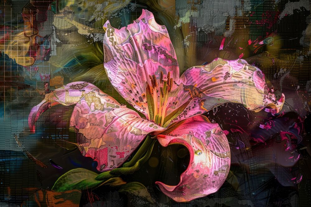 Distorted pink flower petal plant human.