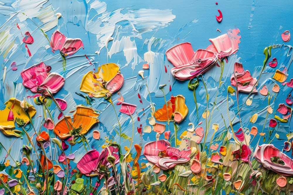 Field painting abstract style outdoors flower nature.