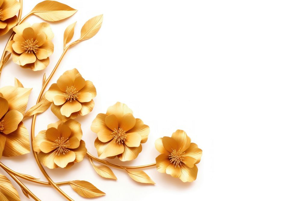 Gold flower floral border backgrounds pattern plant.