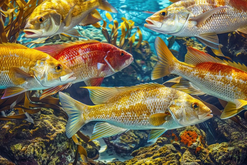 Group of fish in the sea aquarium outdoors animal.