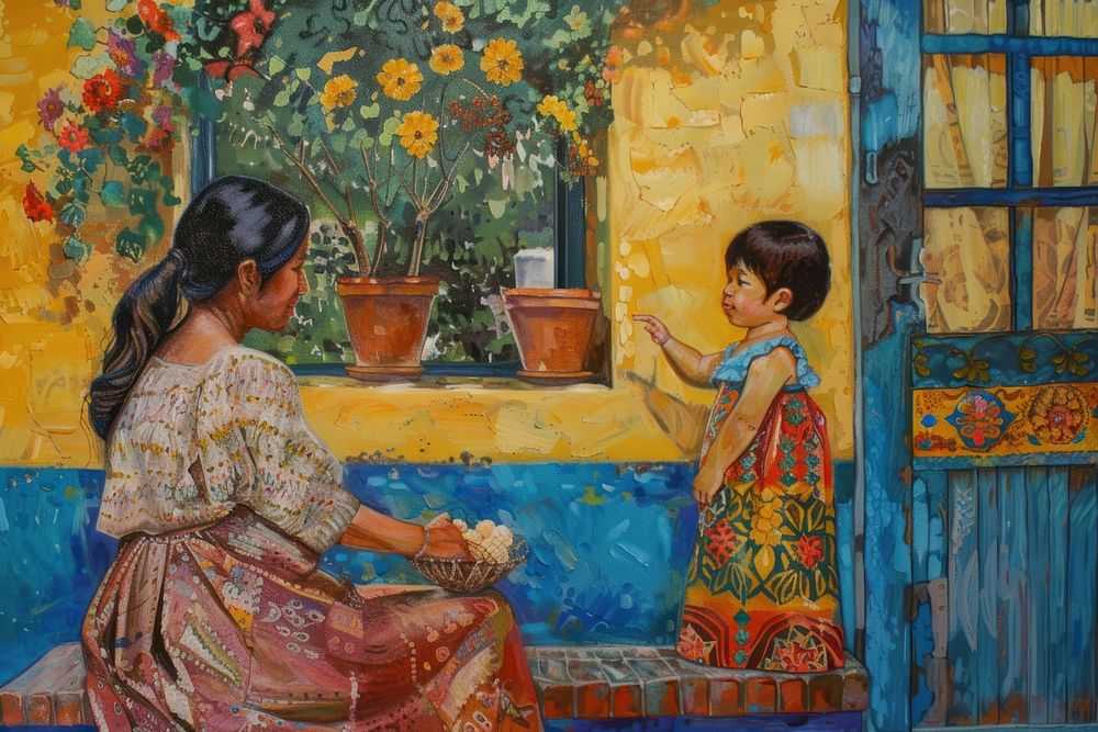 Hispanic mom painting adult art.