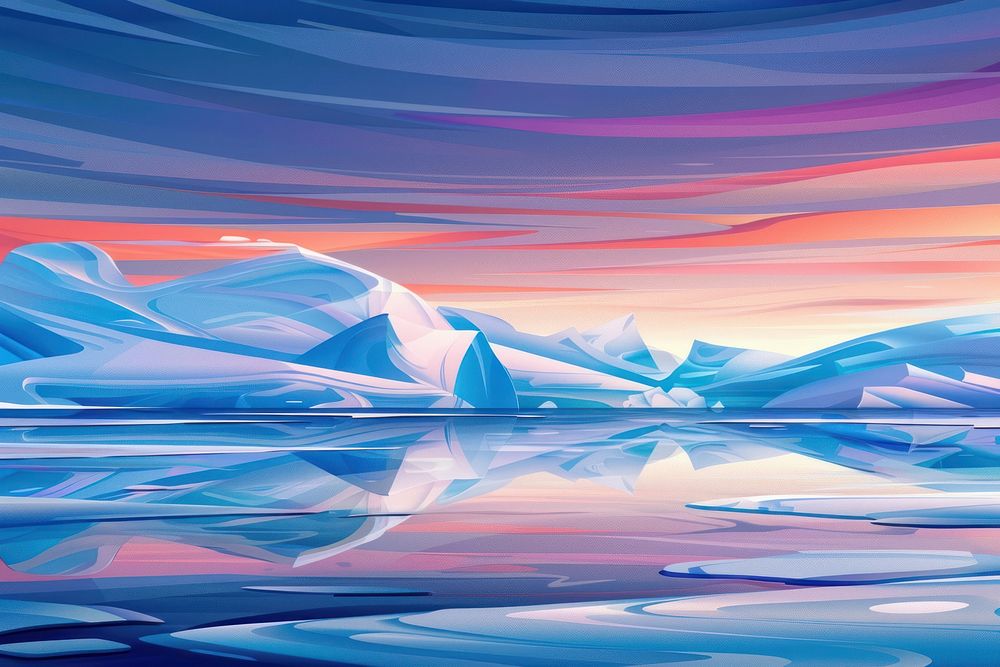 Illustration abstract arctic sea landscape outdoors nature.