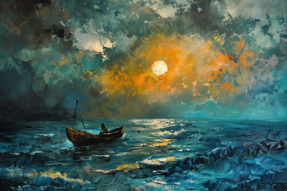 Indian sea painting outdoors vehicle.