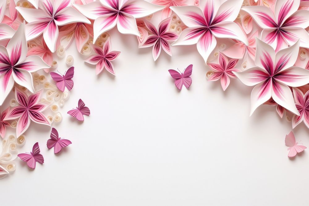 Lilly and butterfly floral border backgrounds pattern flower.