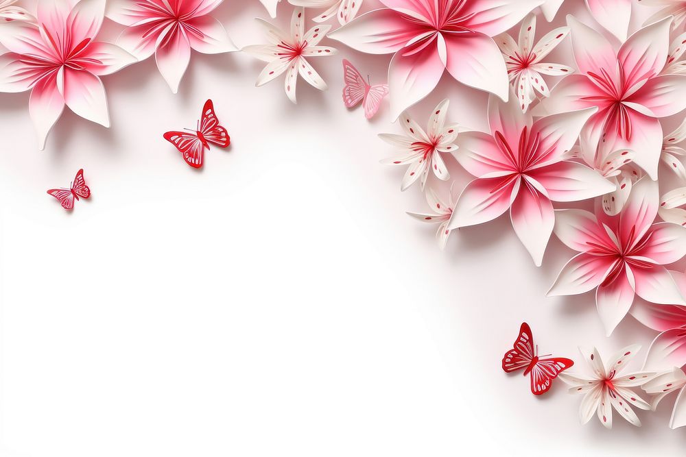 Lilly and butterfly floral border backgrounds pattern flower.