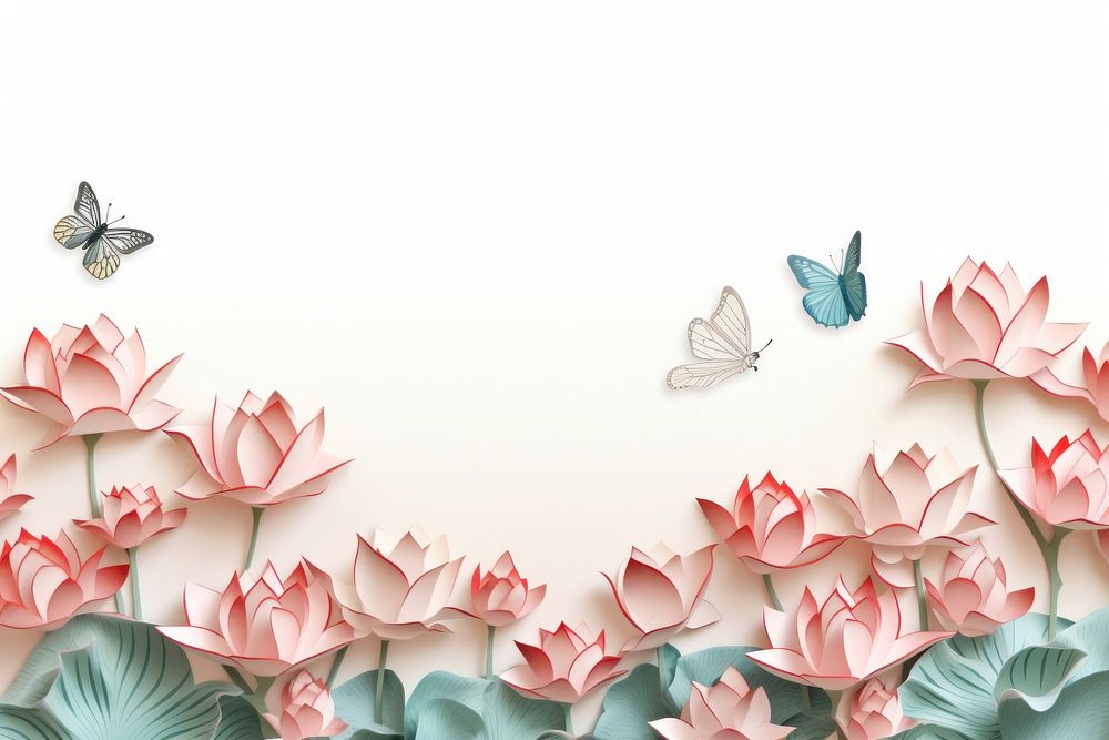 Lotus and butterfly floral border backgrounds pattern flower.
