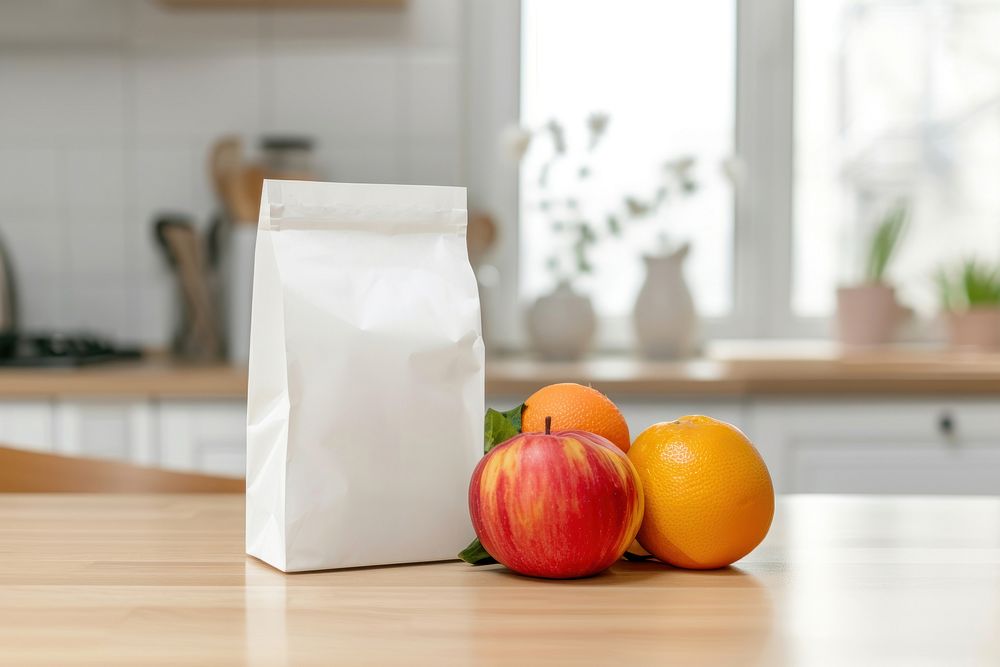 White packaging set  kitchen apple fruit.