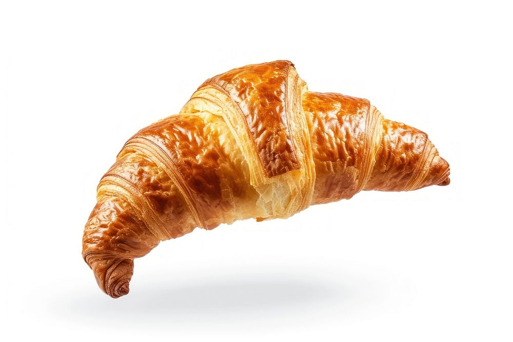 Croissant bread food white background.