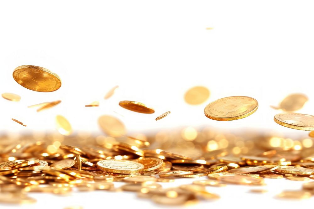 Gold coins backgrounds white background investment.