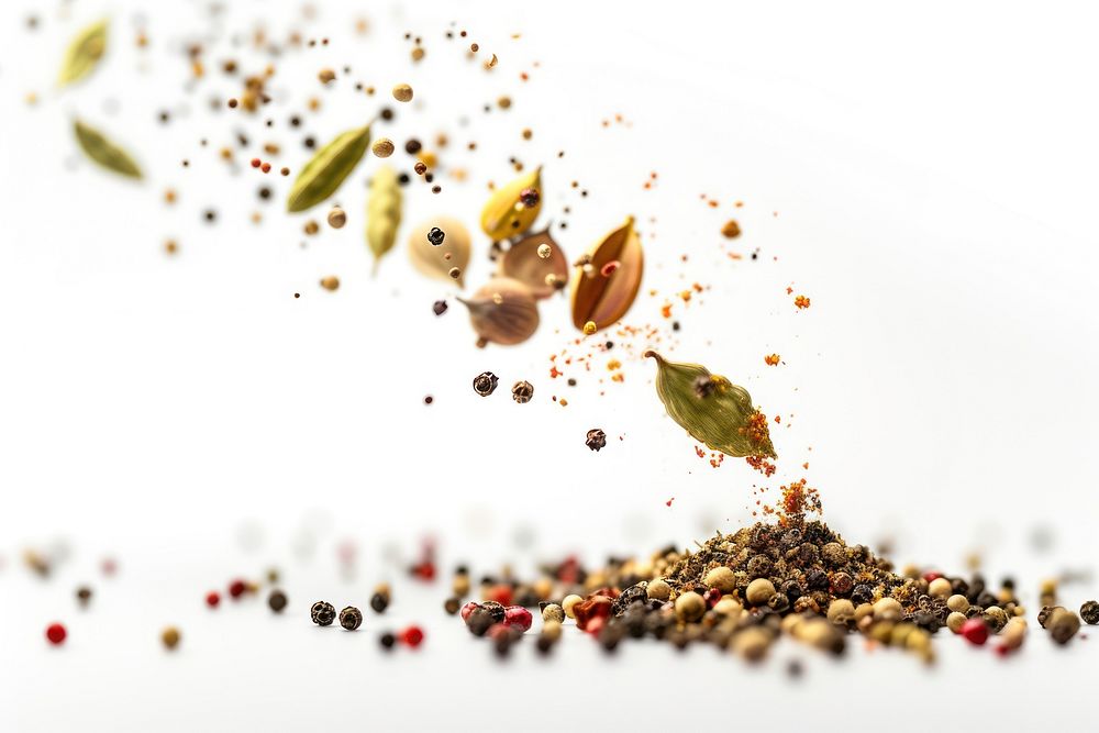 Mix spices food white background ingredient.