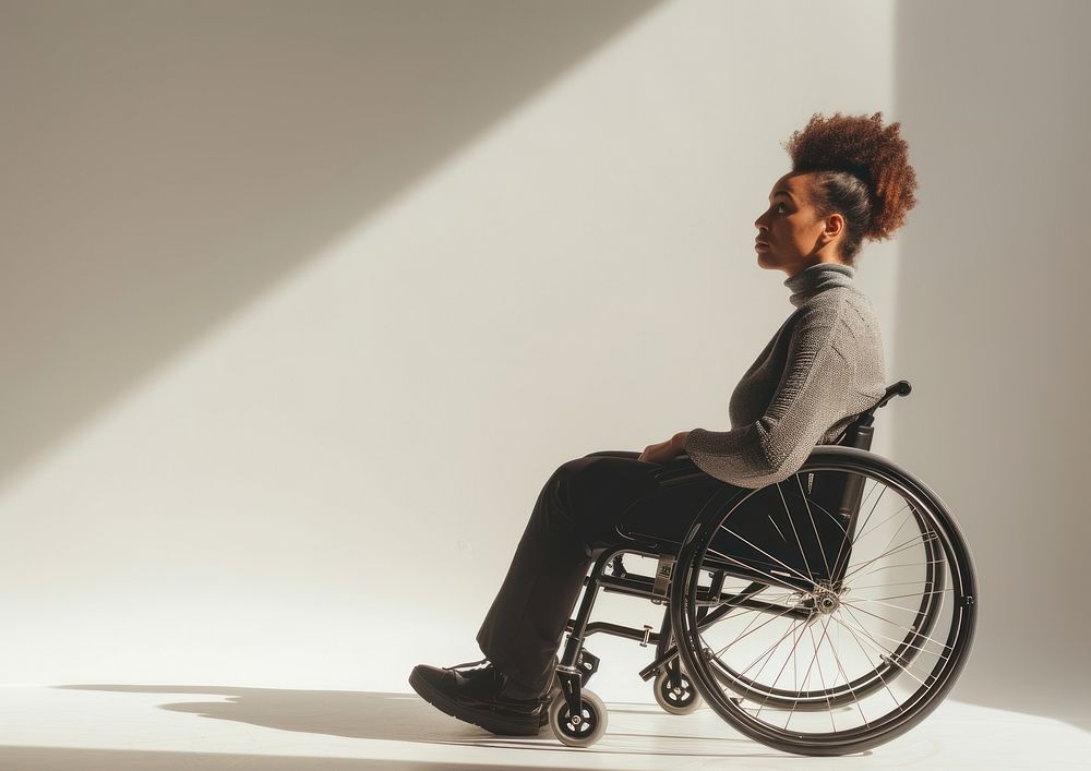 Disabled person sitting wheelchair parasports.