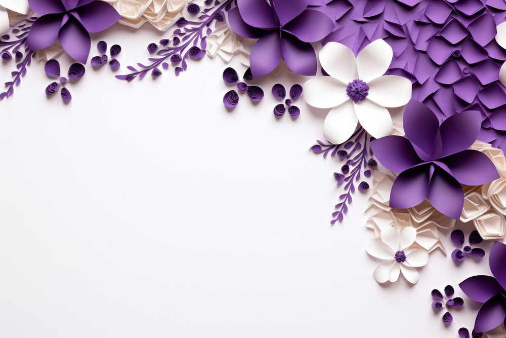 Purple floral border backgrounds lavender pattern.