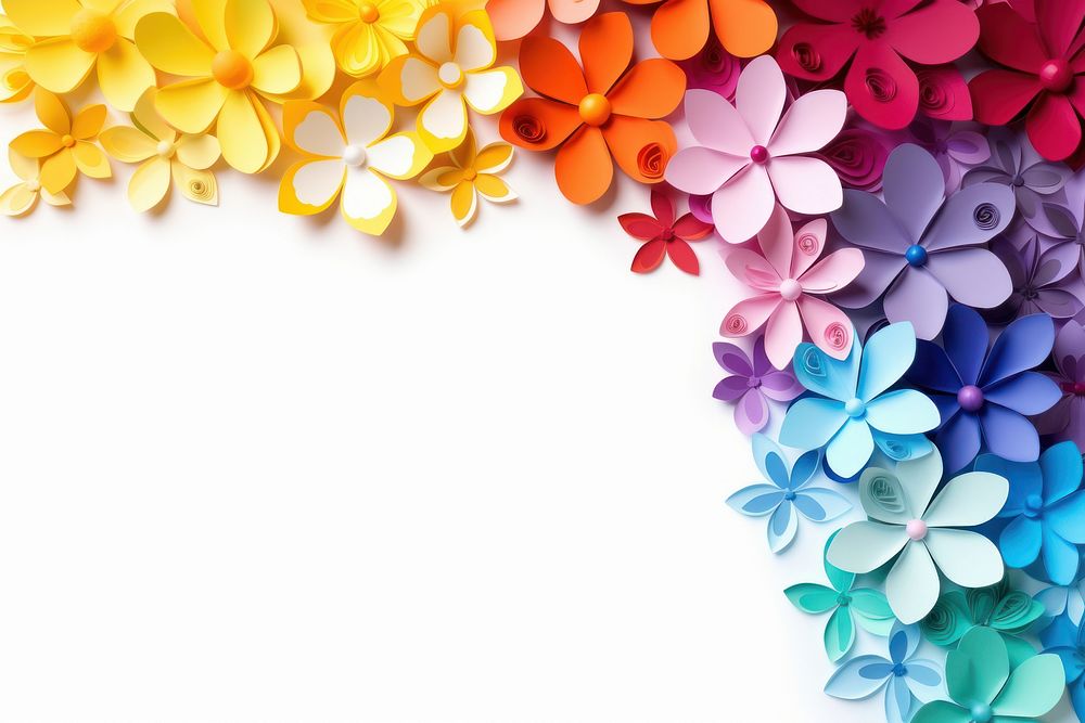 Rainbow flower floral border backgrounds pattern paper.