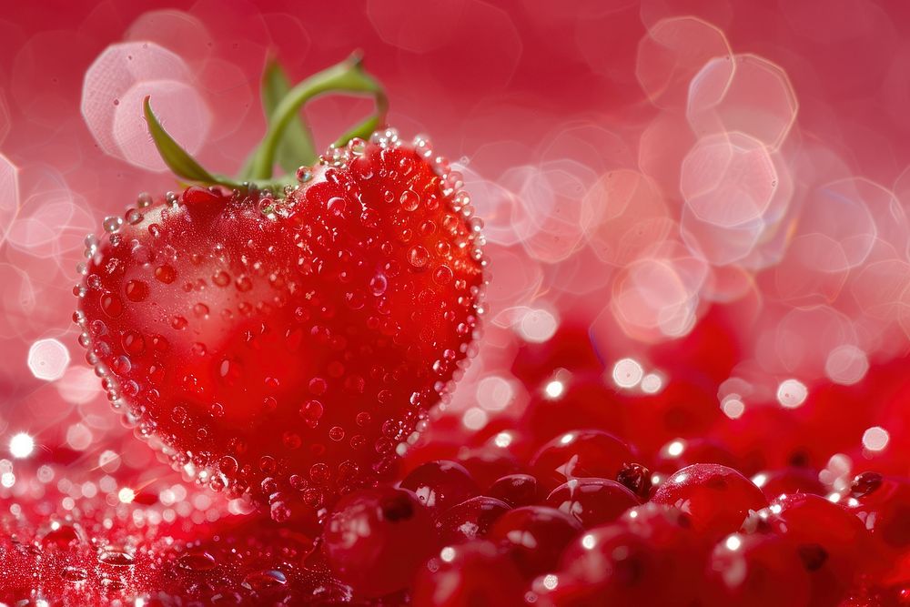 Red cute wallpaper strawberry fruit plant.
