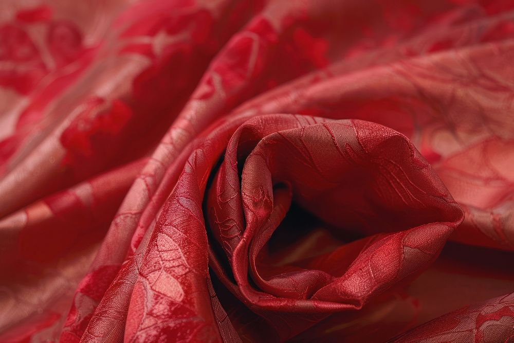 Red silk cloth wallpaper backgrounds material crumpled.