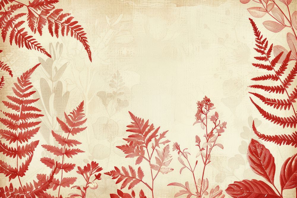 Red vintage illustration botanical wallpaper background backgrounds pattern nature.