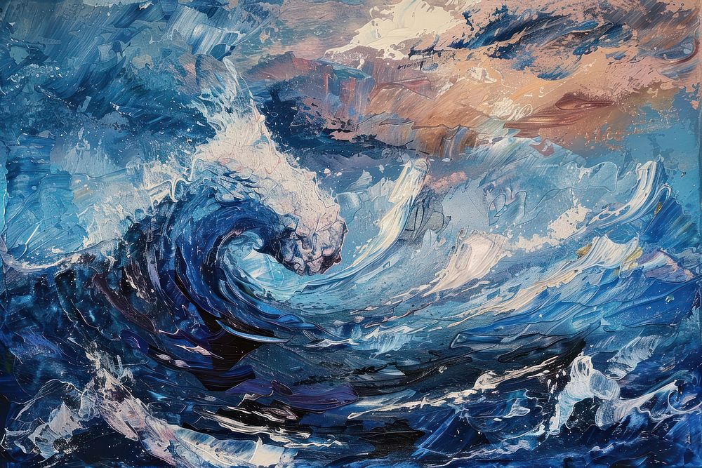 Sea waves painting outdoors nature.