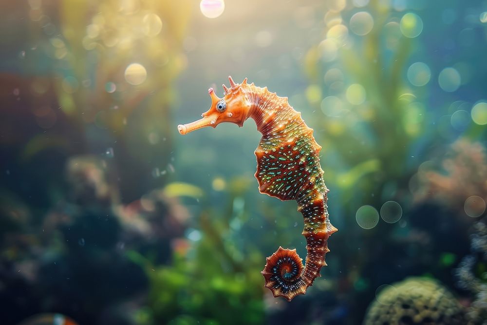 Seahorse in the sea animal invertebrate underwater.