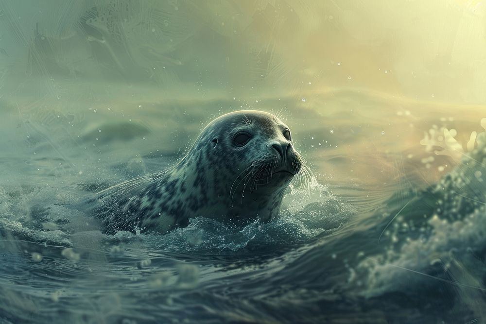 Seal swimming in the sea animal mammal underwater.