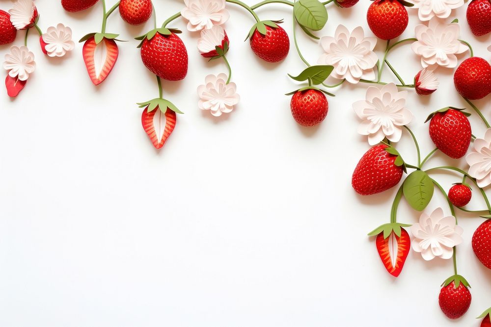 Strawberry floral border backgrounds plant fruit.