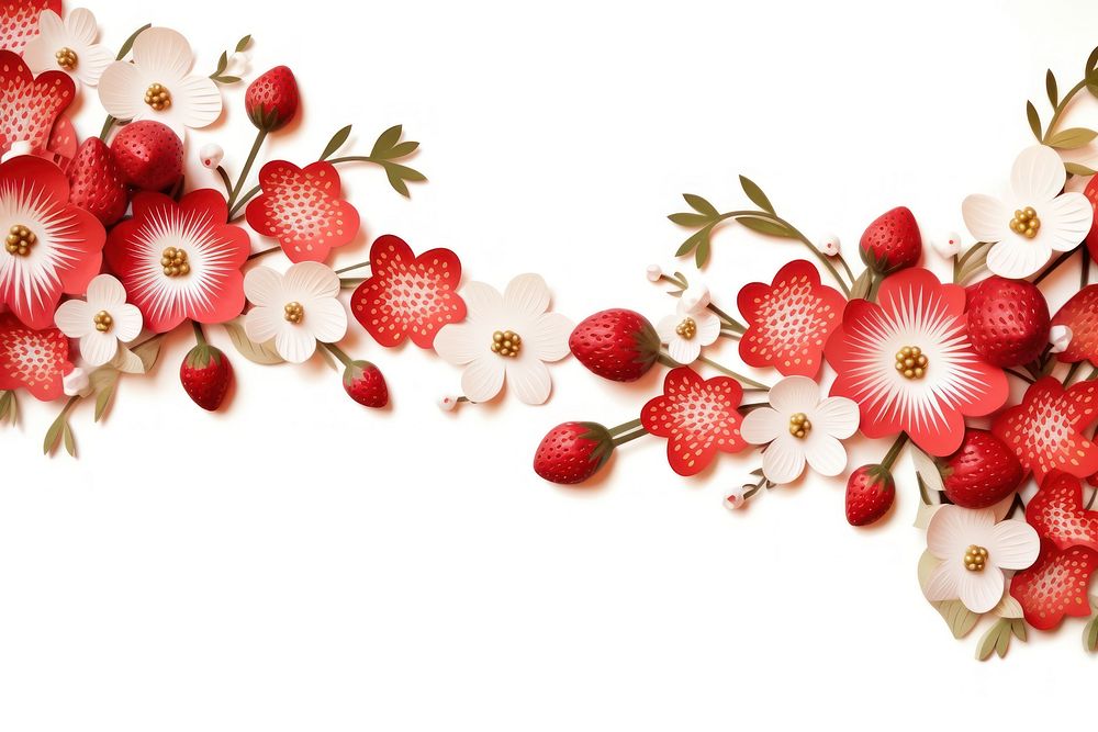 Strawberry floral border pattern flower petal.