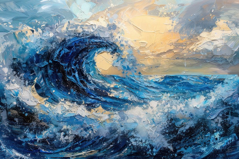 Strong sea waves painting outdoors nature.
