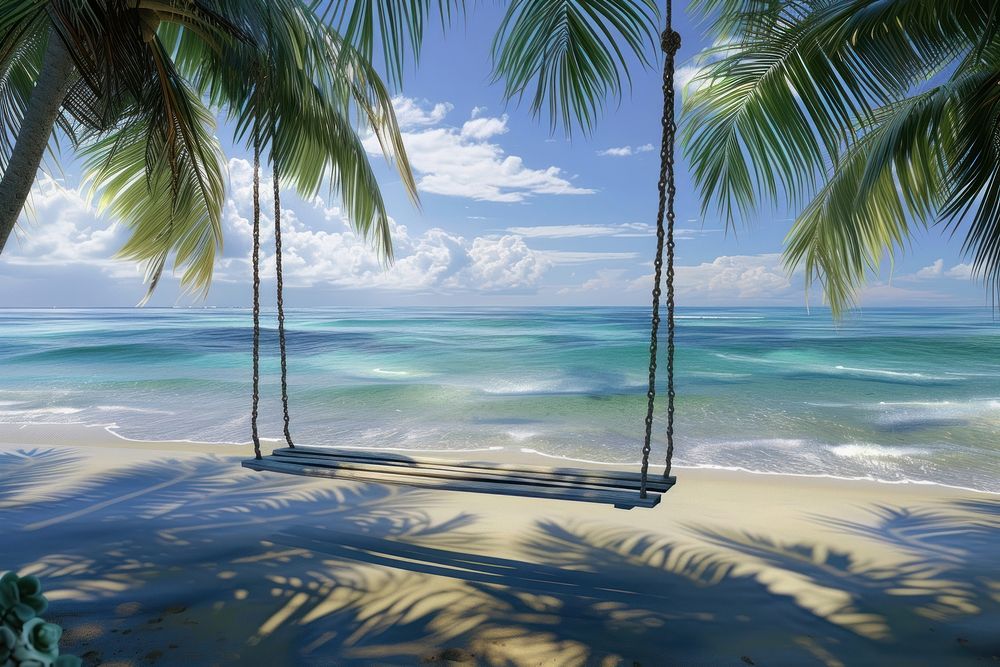 The beach swing summer ocean outdoors.