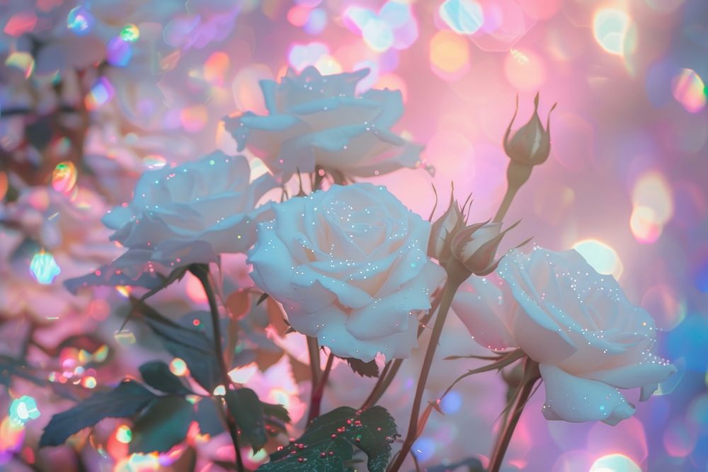 White roses blossom flower petal.