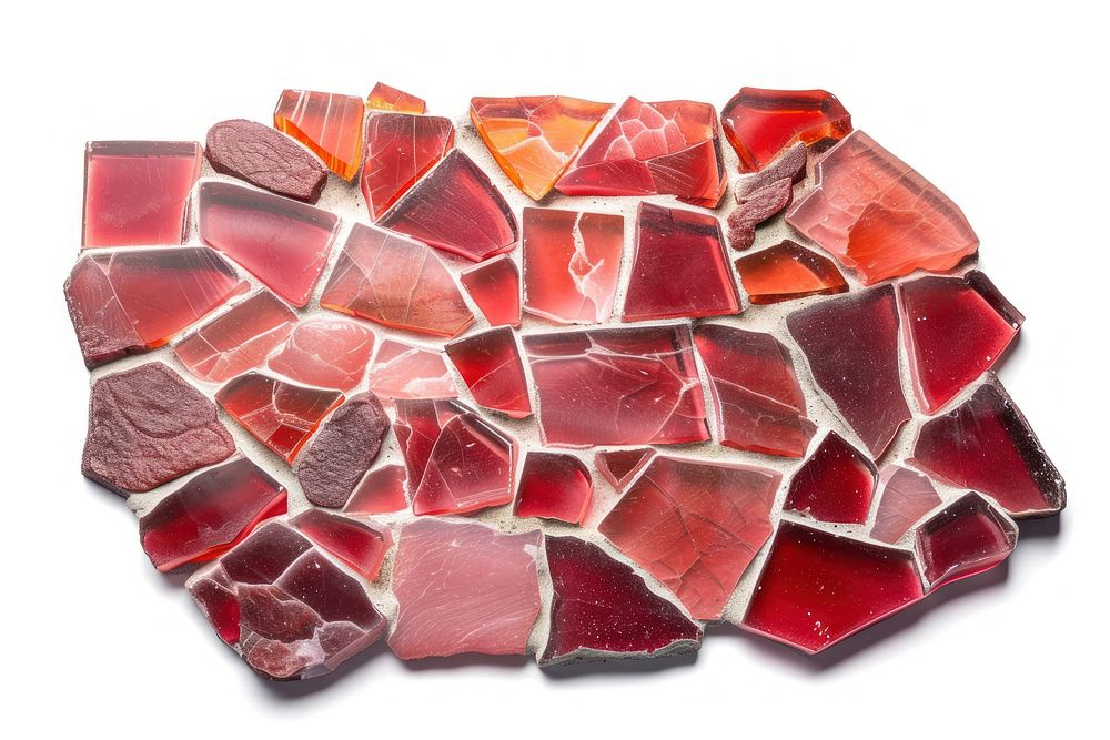Mosaic tiles of meat backgrounds shape white background.