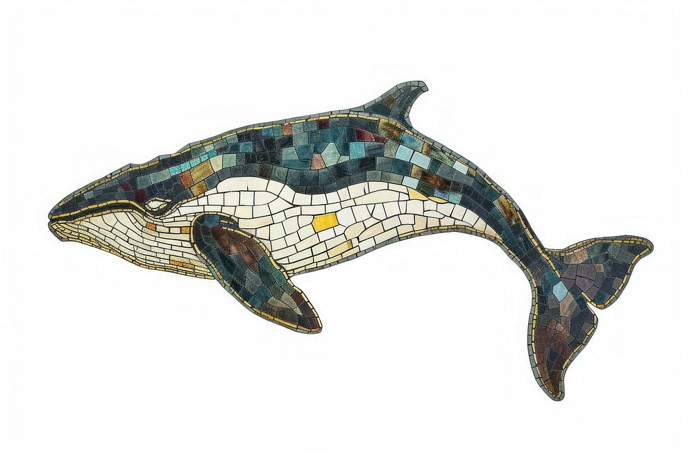 Mosaic tiles of whale animal mammal nature.