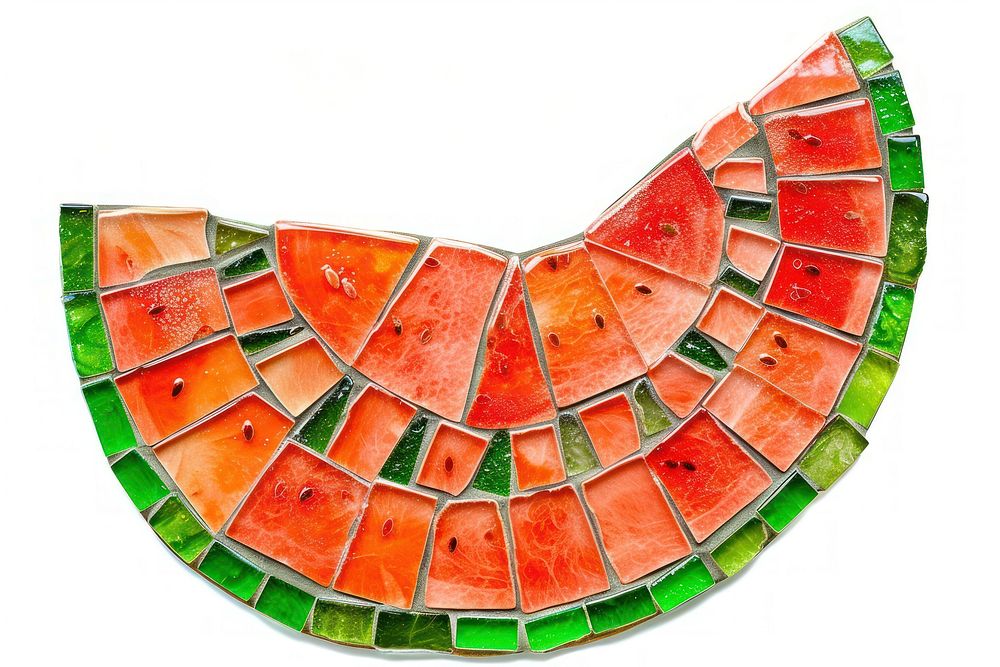 Mosaic tiles of melon watermelon shape fruit.