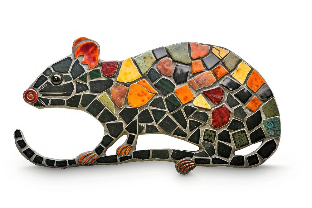 Mosaic tiles of rat animal mammal art.