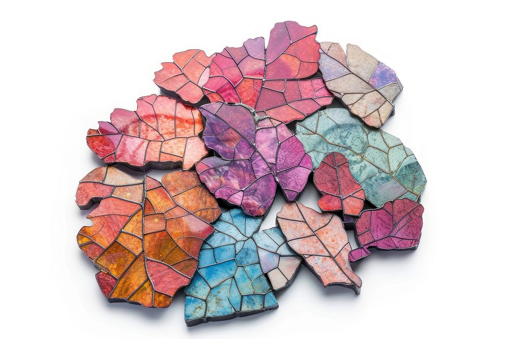 Mosaic tiles of coral jewelry leaf art.