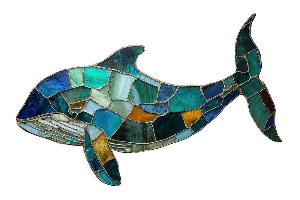 Mosaic tiles of whale animal shape glass.