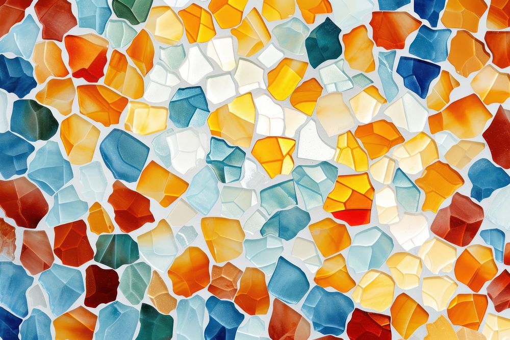Mosaic tiles of popcorn backgrounds shape glass.