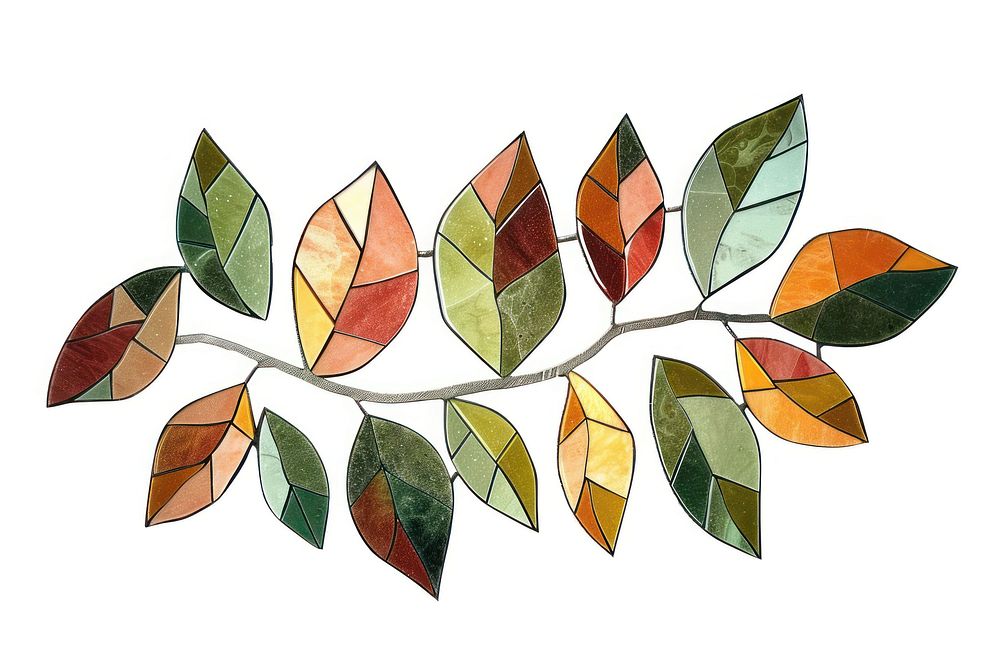 Mosaic tiles of flora plant shape leaf.