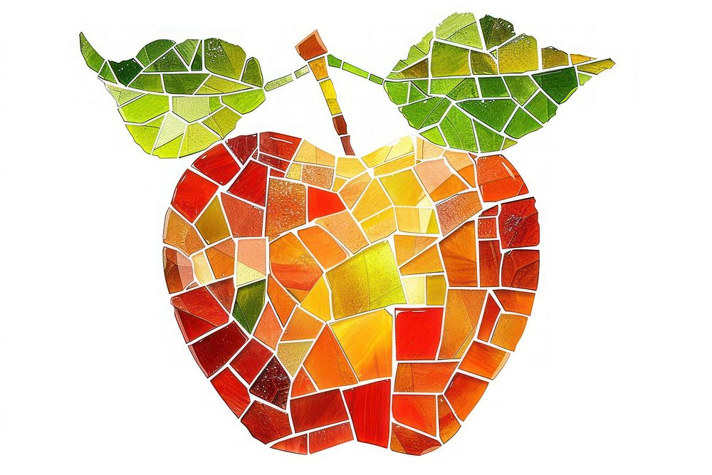 Mosaic tiles of apple fruit leaf art.