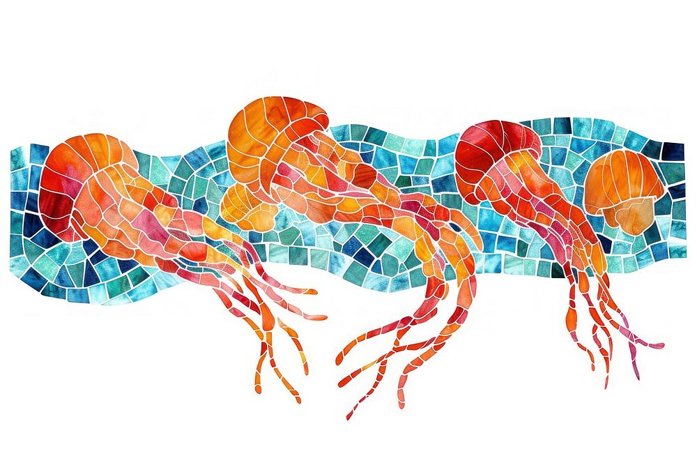 Mosaic tiles of jellyfish wildlife animal nature.