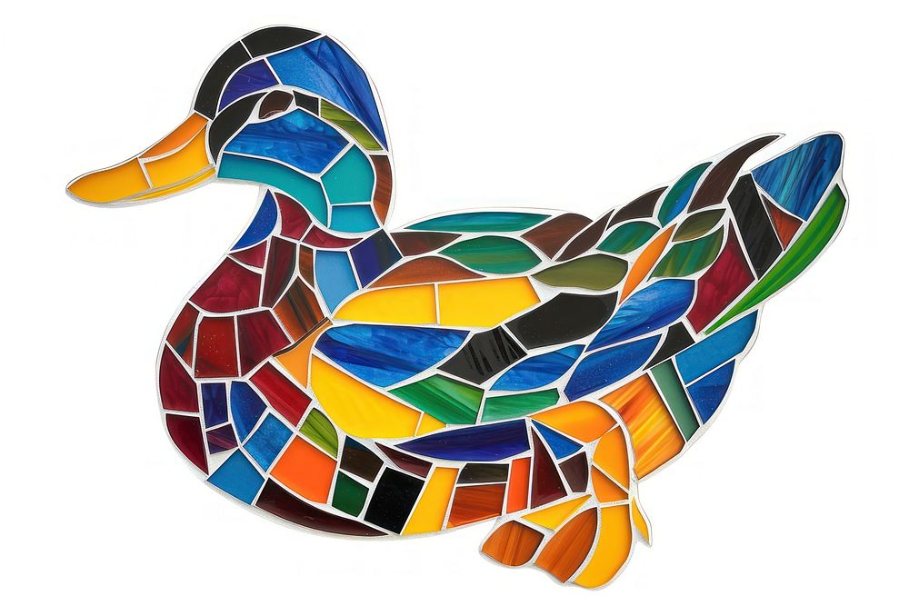 Mosaic tiles of duck animal shape bird.