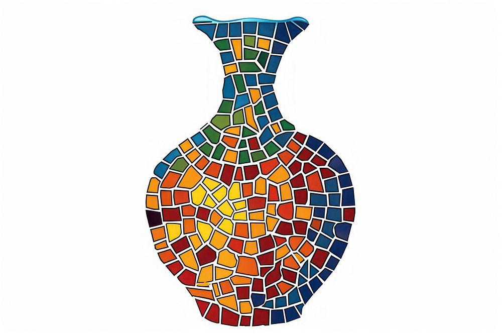 Mosaic tiles of pot shape glass vase.