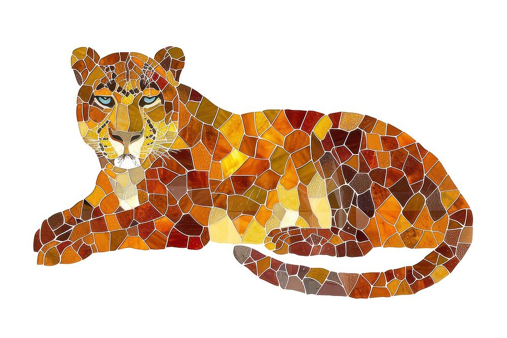 Mosaic tiles of leopard animal mammal art.