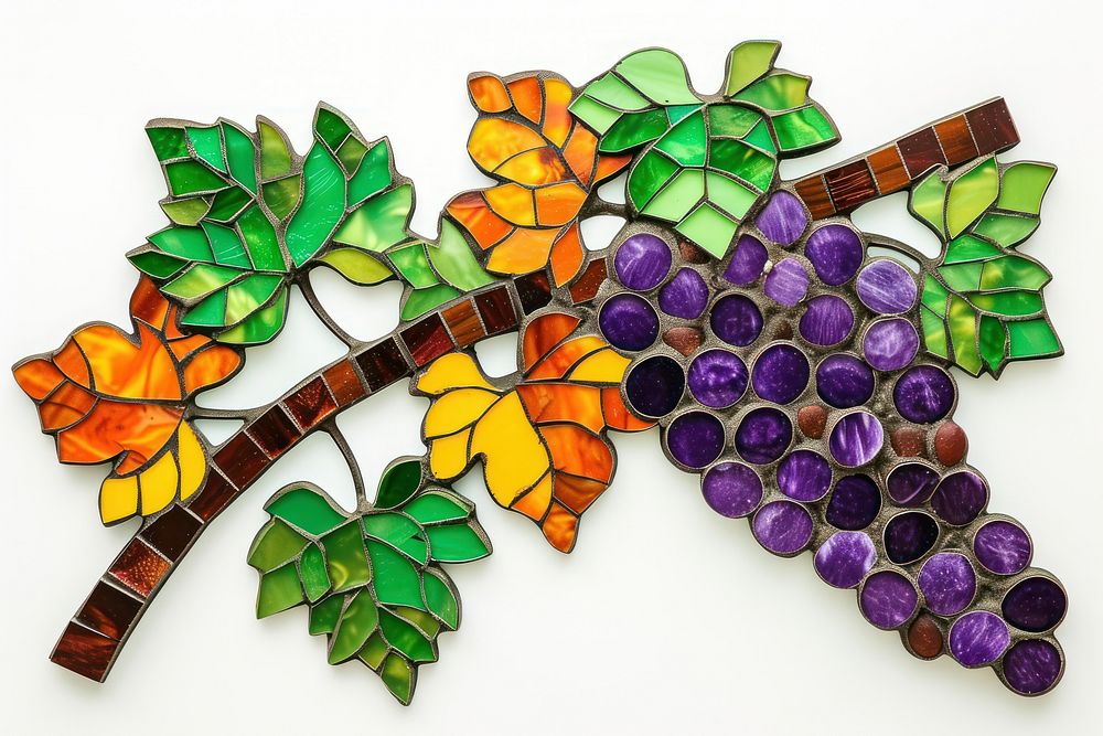 Mosaic tiles of grape jewelry shape glass.