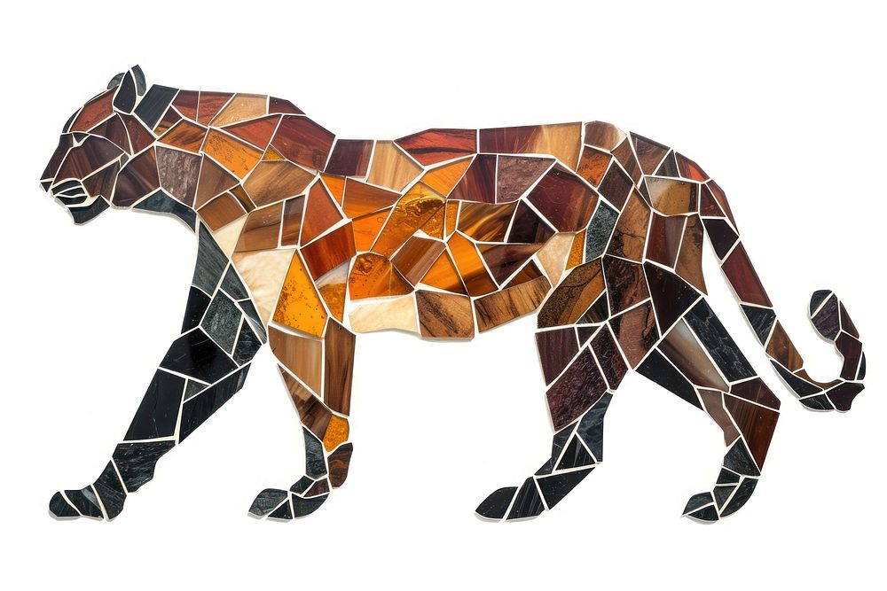 Mosaic tiles of leopard mammal animal art.