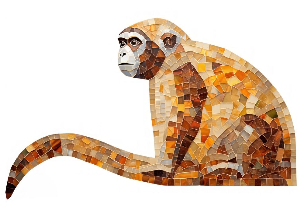 Mosaic tiles of monkey wildlife animal mammal.