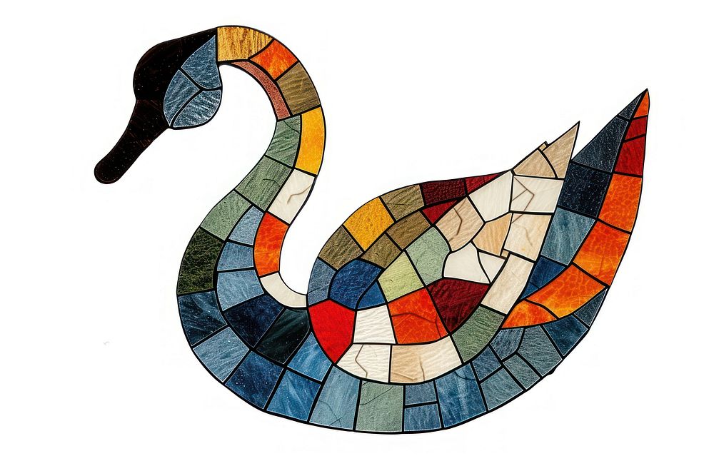 Mosaic tiles of swan bird art white background.