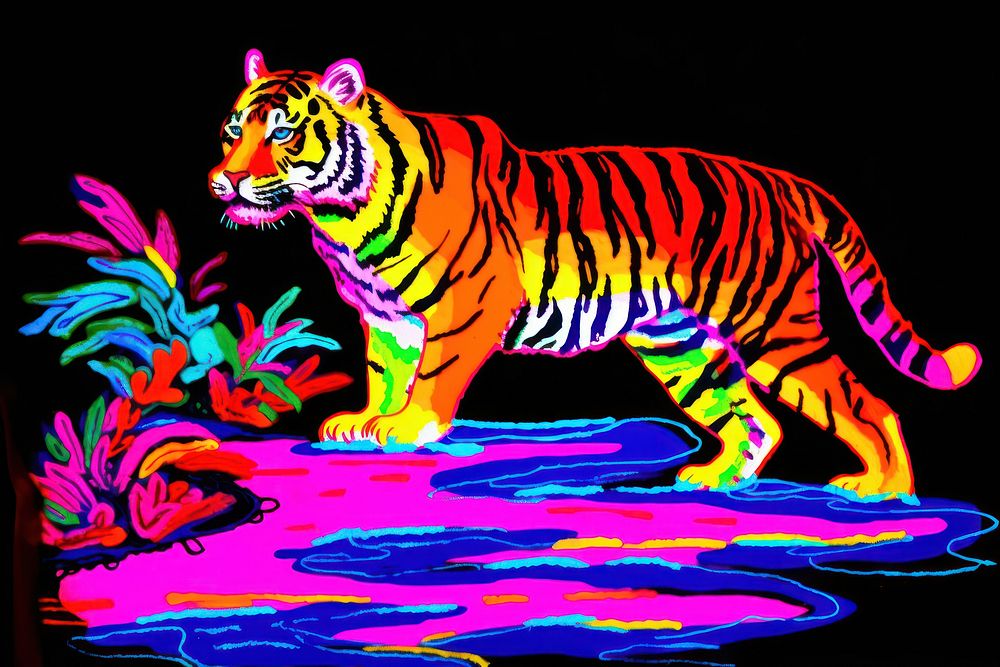 A tiger wildlife painting animal.