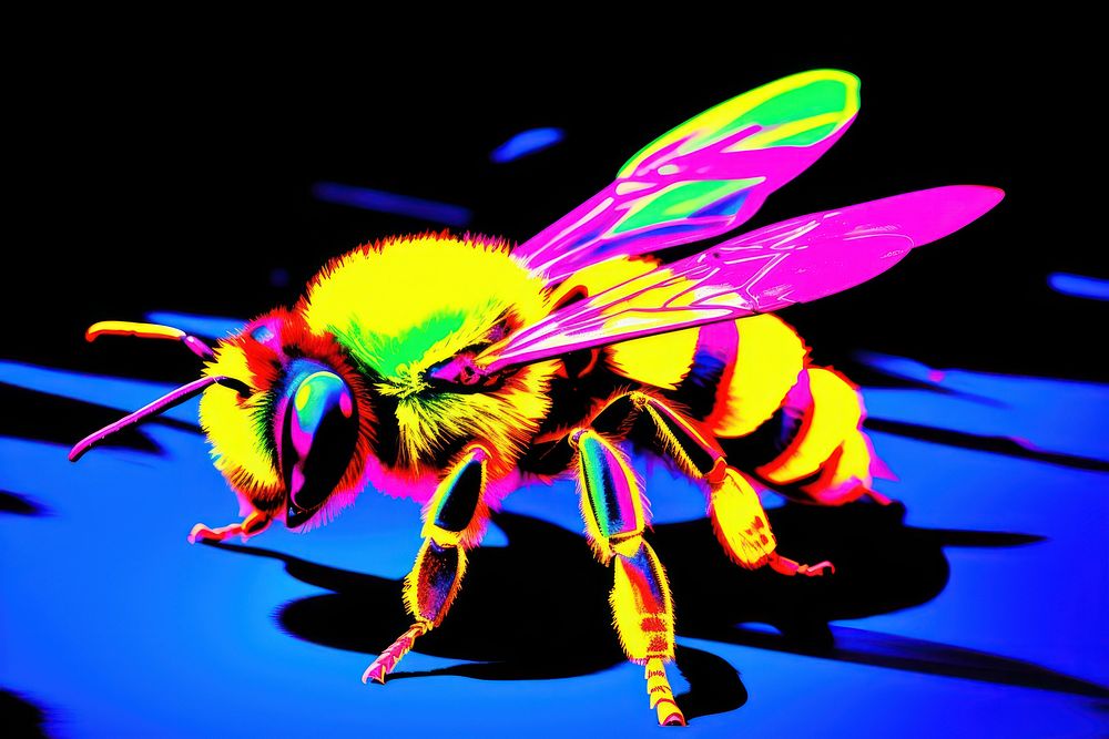Black light oil painting of a bee animal insect hornet.